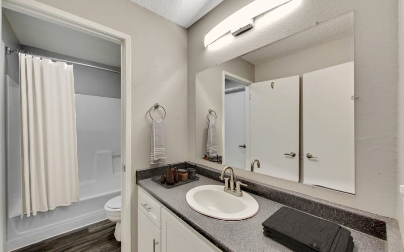 Newly Renovated Bathroom at Avery Park Apartments in Fairfield,