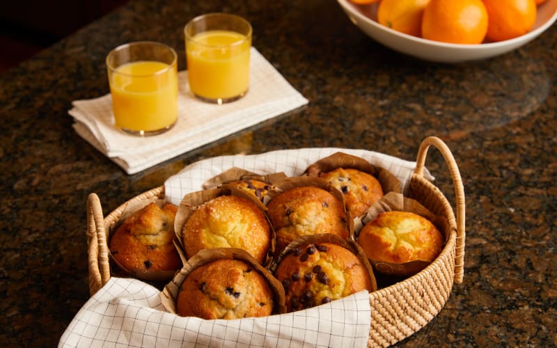 Muffins and orange juice at Amira Choice Forest Lake in Forest Lake, Minnesota