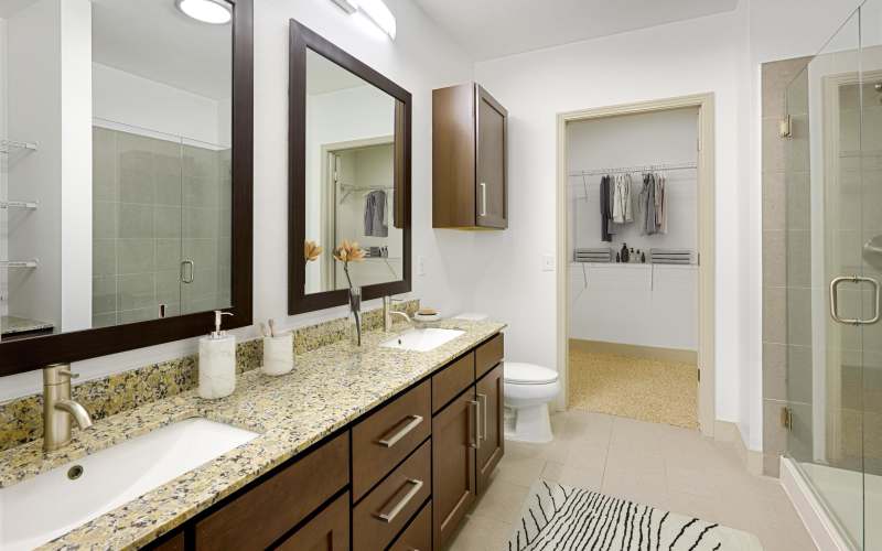 Large Bathoom with Dual Sinks and Large Closet at Helios in Englewood, Colorado