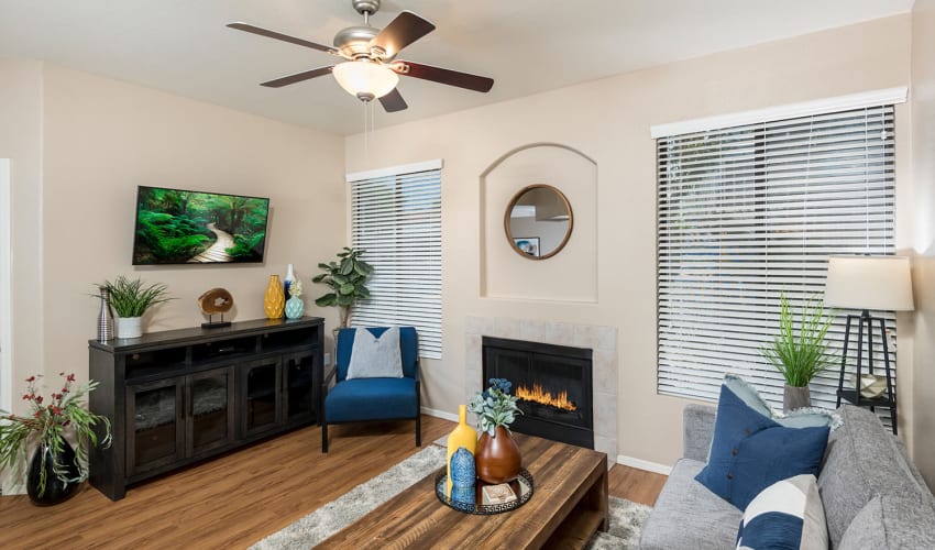 Model living room at San Antigua in McCormick Ranch