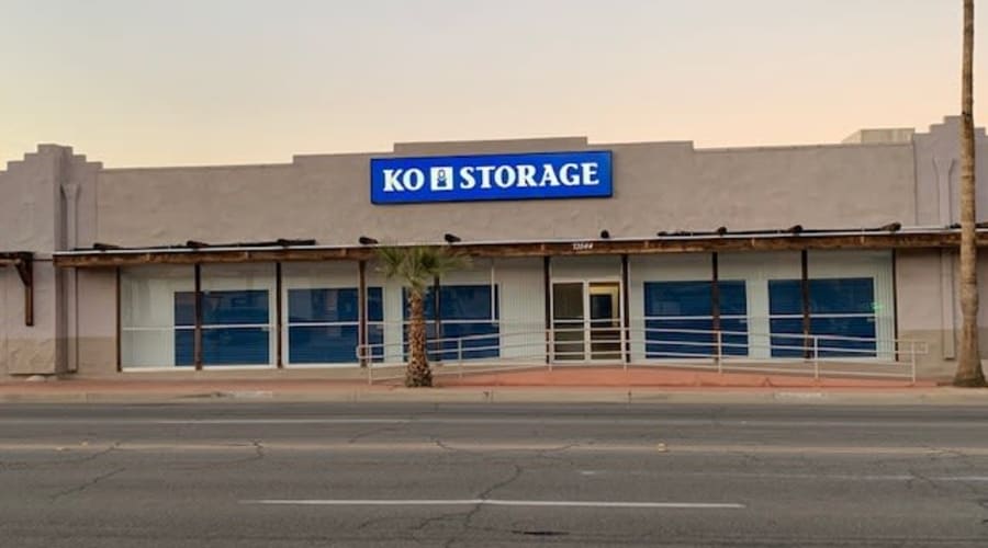 The entry to KO Storage of 29 Palms in Twentynine Palms, California