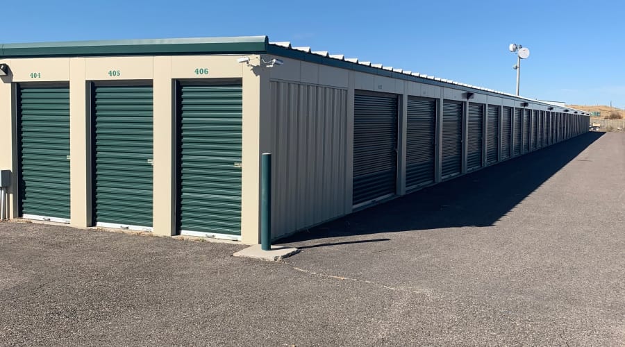 The drive up storage units at KO Storage in Evansville, Wyoming
