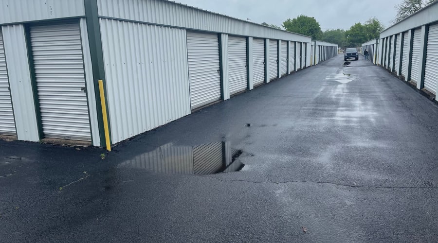 The drive up storage units at KO Storage of Weatherford in Weatherford, Texas