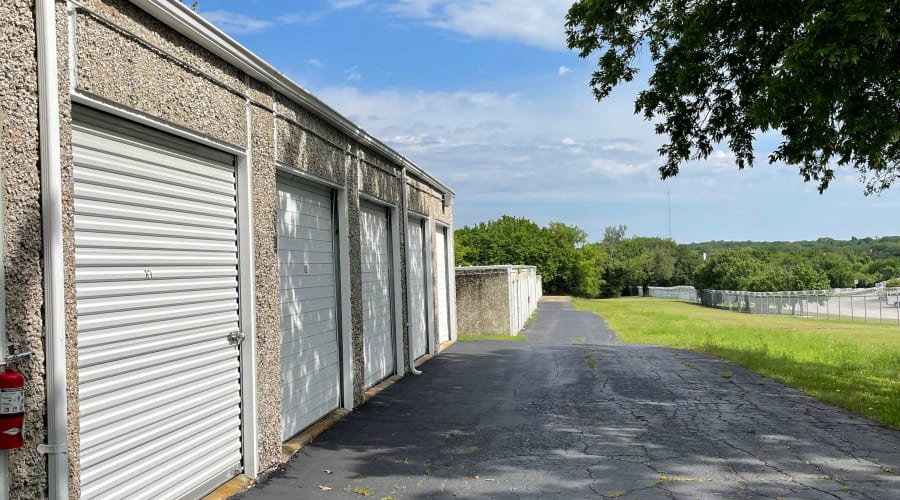 The drive up storage units at KO Storage in Weatherford, Texas