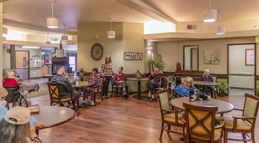 Dining room at Cascade Park Gardens Memory Care in Tacoma, Washington