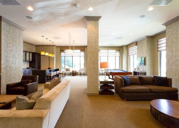 The lounge area will delight you with it's charm and uplifting yellow accents at The Eva