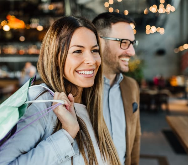 A couple out shopping near The Columbia at the Waterfront in Vancouver, Washington