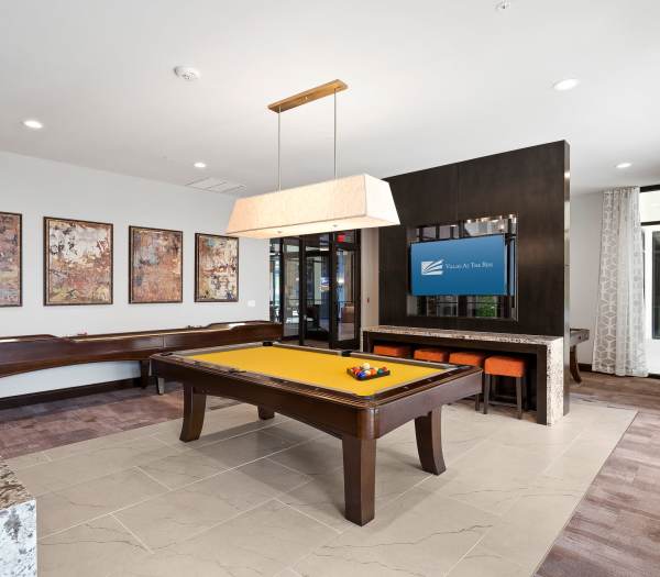 Clubhouse game room at Villas at the Rim in San Antonio, Texas
