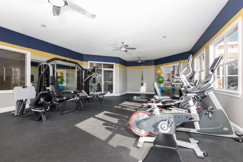 Very well-equipped onsite fitness center at 200 East in Durham, North Carolina