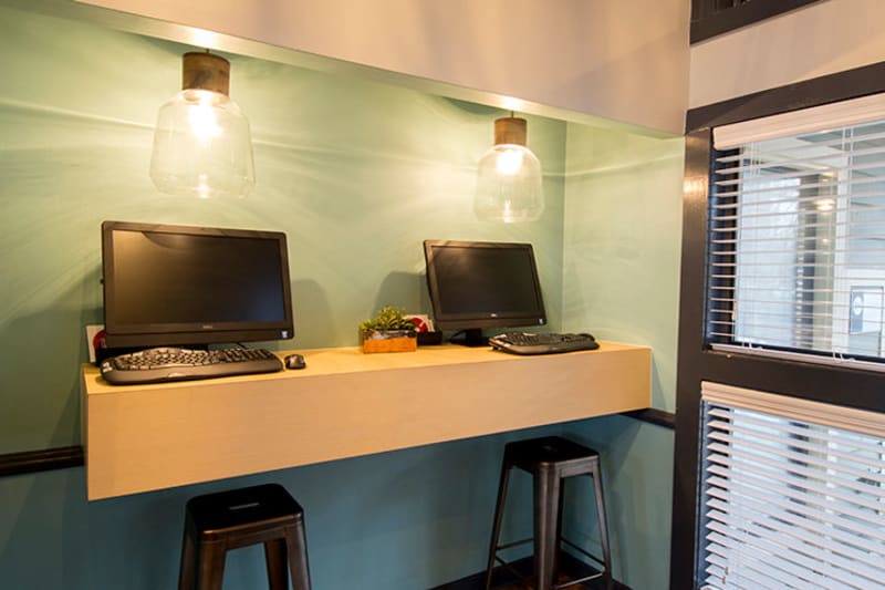Business center for resident use at The Everette at East Cobb in Marietta, Georgia