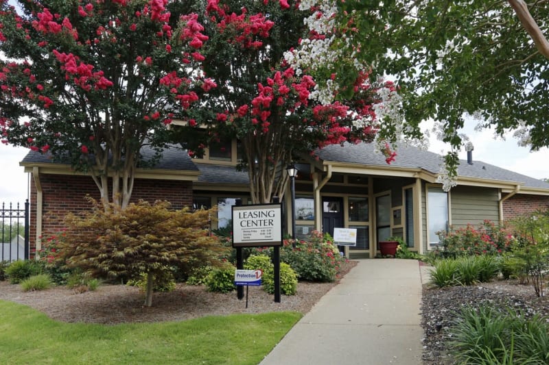 Exterior view of the leasing center at The Everette at East Cobb in Marietta, Georgia
