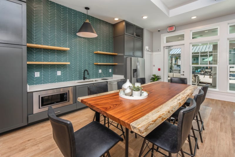 Kitchen area for residents at Argyle Lake at Oakleaf Town Center in Jacksonville, Florida