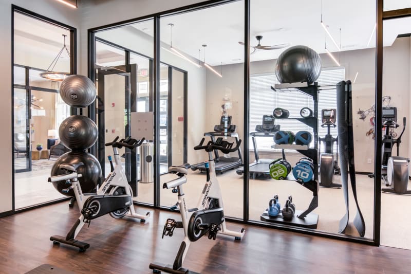 Spin and TRX studio in the onsite fitness center at Boulders Lakeside in North Chesterfield, Virginia