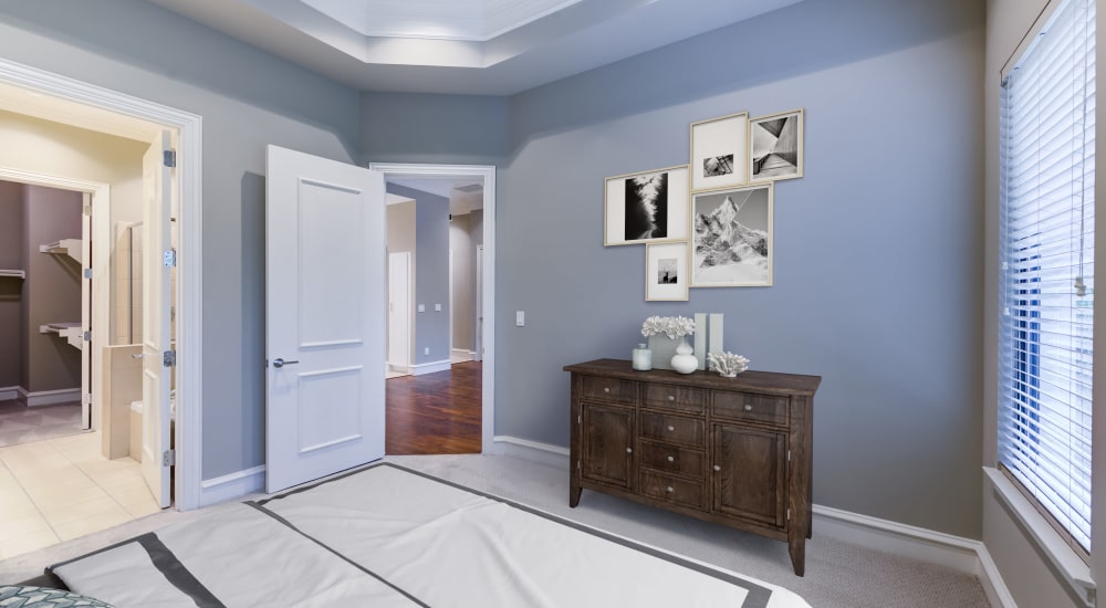 Bedroom at Rienzi at Turtle Creek Apartments in Dallas, Texas