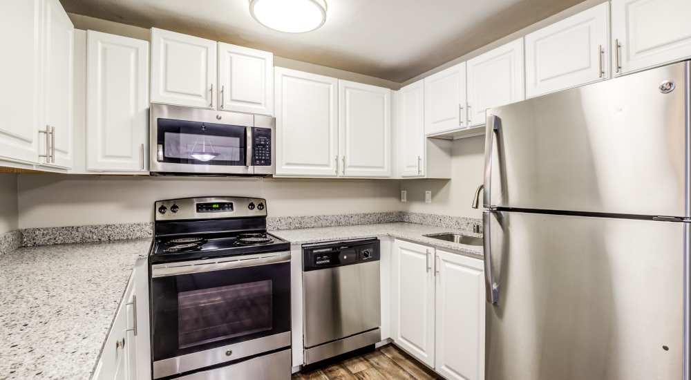 Apartment kitchen at Campbell Run Apartments in Woodinville, Washington
