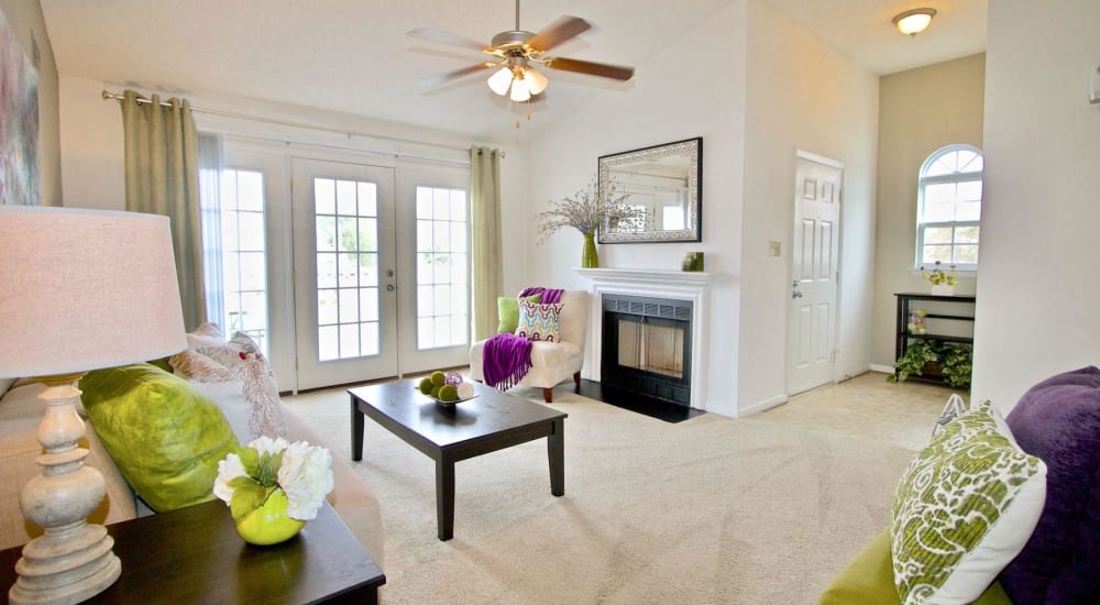 open living area with fireplace at Shoreline in Virginia Beach, Virginia