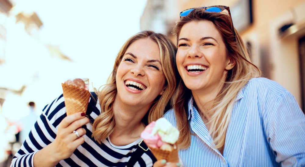 Residents enjoying ice-cream cones near Center West Apartments in Midlothian, Virginia