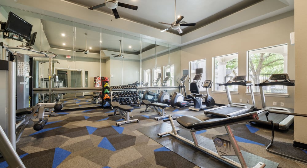 Gym area at Lakes At Lewisville in Lewisville, Texas