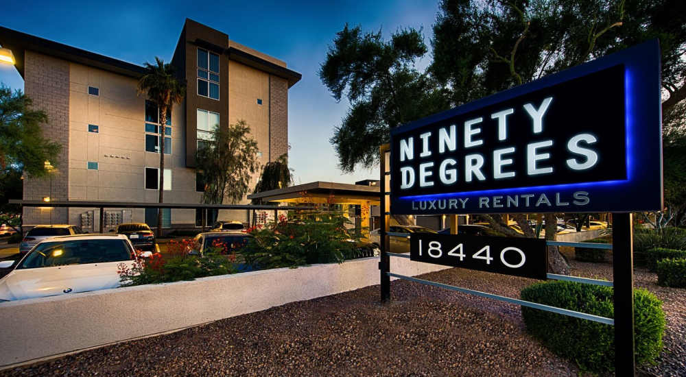 Welcome sign at  Ninety Degrees in Phoenix, Arizona 
