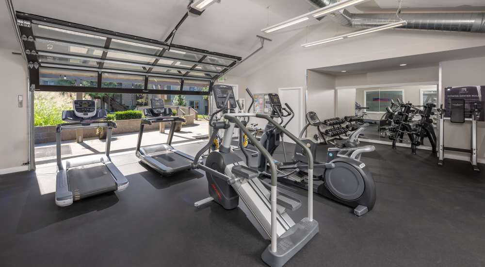 Equipped fitness center at Campbell Run Apartments in Woodinville, Washington