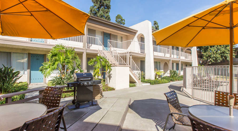 BBQ area at Sandpointe in Huntington Beach, California     
