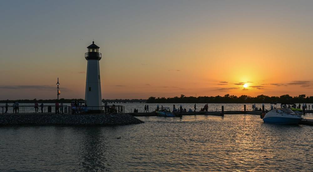 Residents visiting Scott Self Lighthouse near Harbor Hill in Rockwall, Texas                