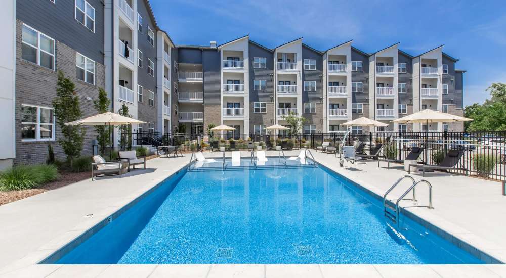 Outdoor swimming pool at The Arcadia in Madison, Tennessee