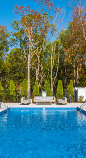 Resort-inspired swimming pool at The Cove at Gateway in East Lyme, Connecticut