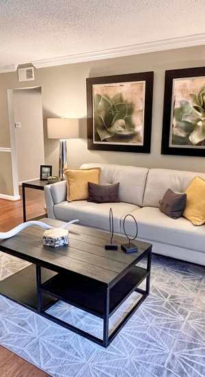 Spacious iving room at The Abbey at Riverchase in Hoover, Alabama, 