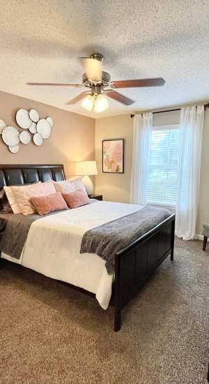 Bright bedroom at The Abbey at Riverchase in Hoover, Alabama, 