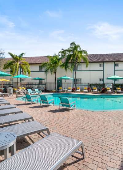 Resort-style pool at Nova Central Apartments in Davie, Florida