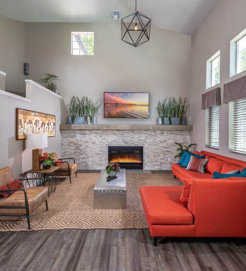 Barbeque area with seating at The Bluffs in Rancho Cucamonga, California,