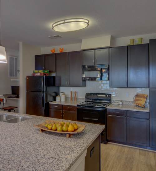 Kitchen with granite countertops at Red Knot at Edinburgh in Chesapeake, Virginia