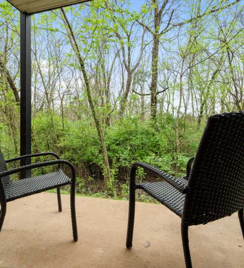 Private patio at Saddlebrook Apartments in Murfreesboro, Tennessee