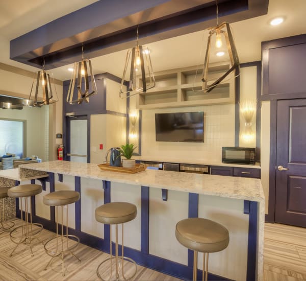 Bar seating in the clubhouse kitchen at Lullwater at Blair Stone in Tallahassee, Florida