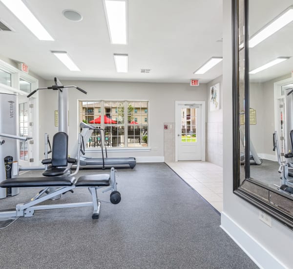 Exercise equipment in the fitness center at Reagan Crossing in Covington, Louisiana