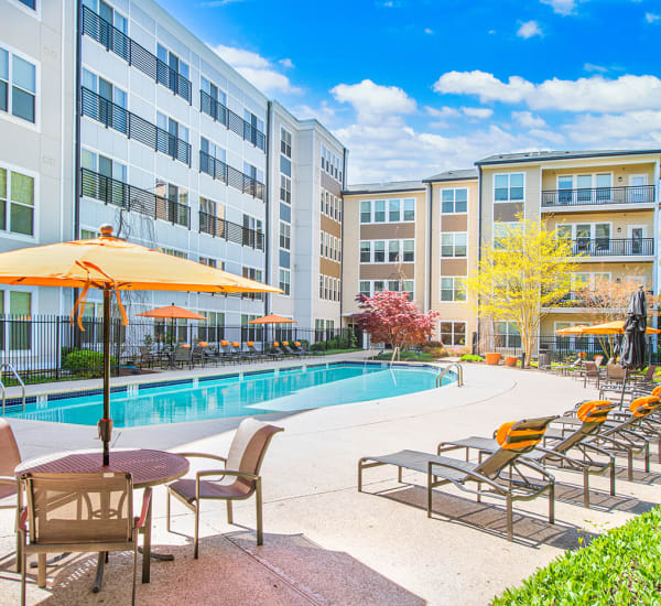 The community swimming pool at Mode at Hyattsville in Hyattsville, Maryland