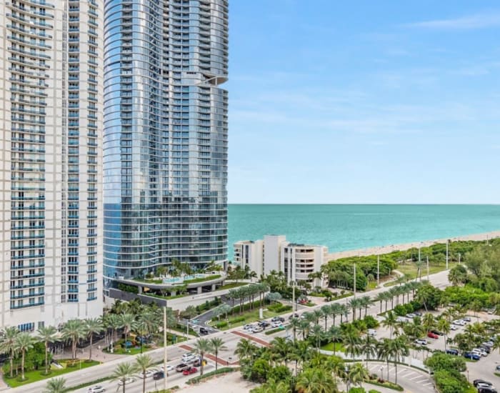 An aerial view of the city surrounding Marina Del Viento in Sunny Isles Beach, Florida
