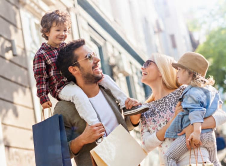 Resident family out for retail-therapy near Town Court in West Bloomfield, Michigan