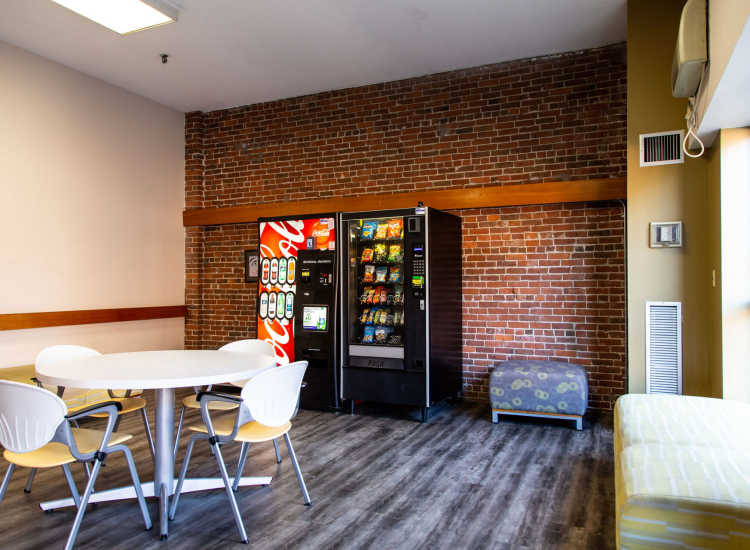 Vending machine in the clubhouse at Bixby Brockton Apartments in Brockton, Massachusetts, 