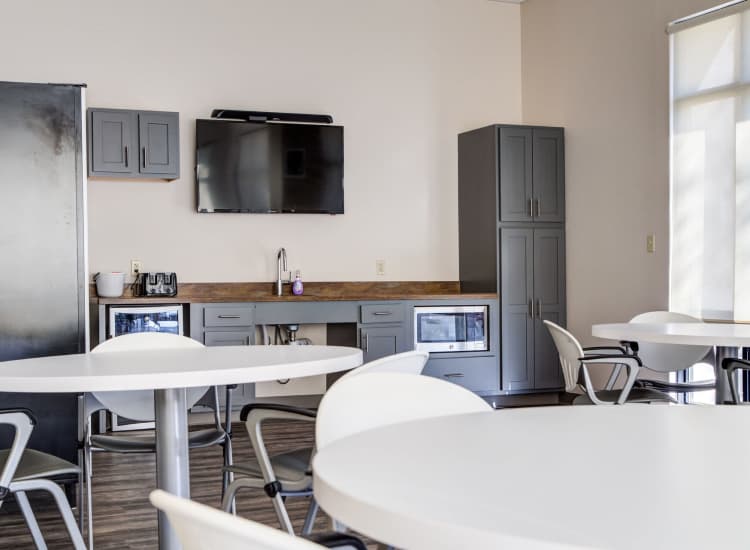 Clubhouse with kitchen at Bixby Brockton Apartments in Brockton, Massachusetts, 
