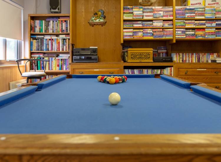 Close up of billiard table at Chimney Hill Apartments in Cumberland, Rhode Island,