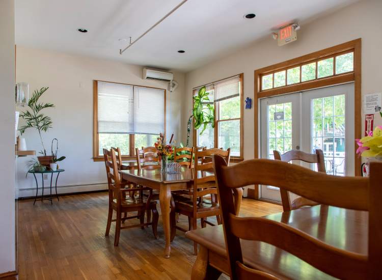 Dining area at Hearth at Burroughs in Jamaica Plain,Massachusetts