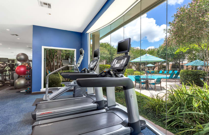 Cardio machines in the fitness center at The Lodge at Shavano Park in San Antonio, Texas