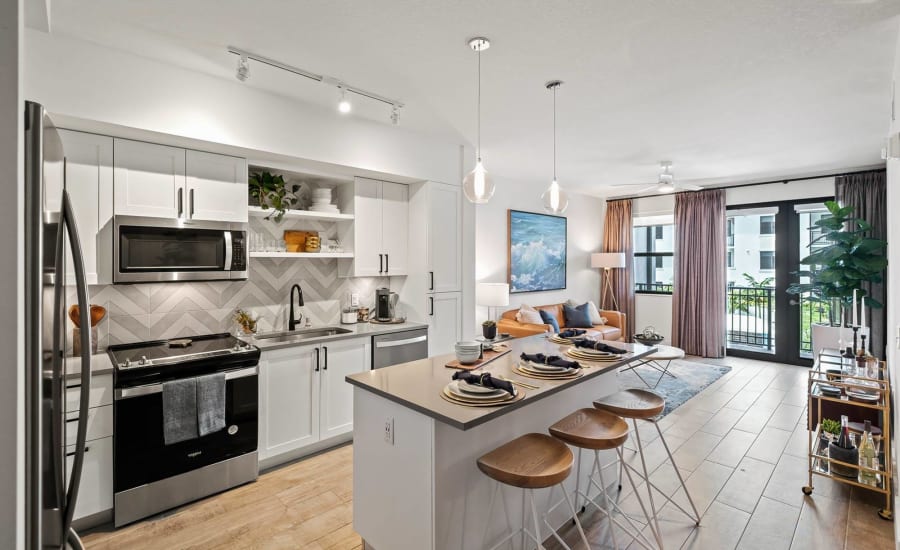 Chef style kitchen at The Residences at Monterra Commons in Cooper City, Florida