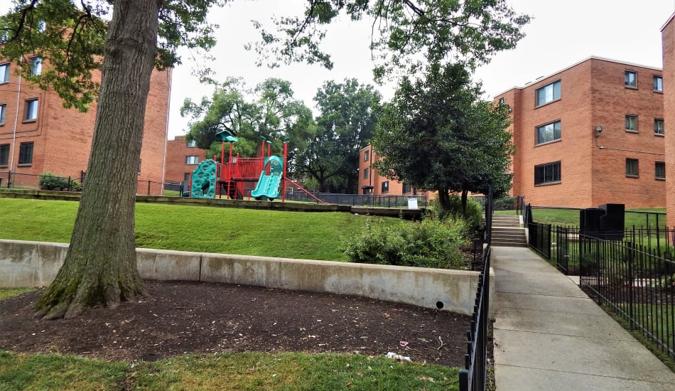 Frederick Douglass Apartments walkway and playground