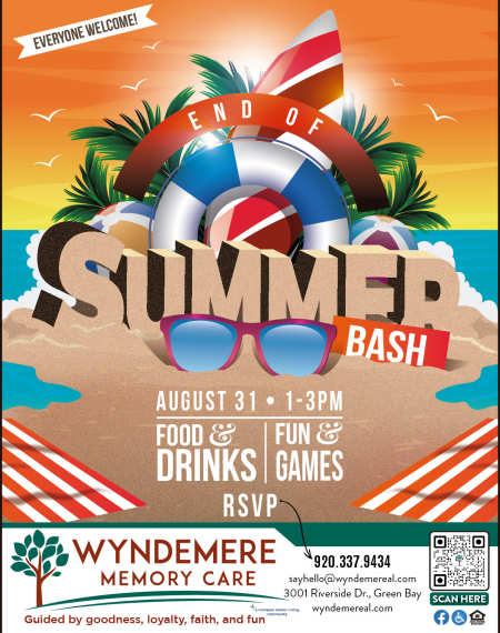 Summer Bash flyer at Wyndemere Memory Care in Green Bay, Wisconsin