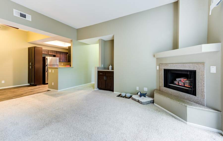Living room at Seapointe Villas in Costa Mesa, California
