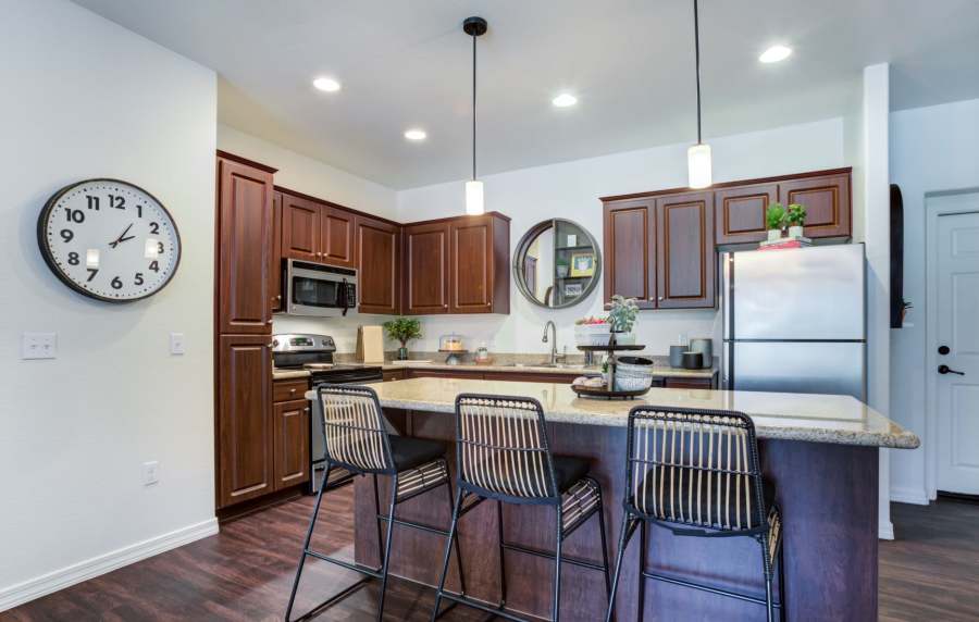 Kitchen area at San Marquis in Tempe, Arizona