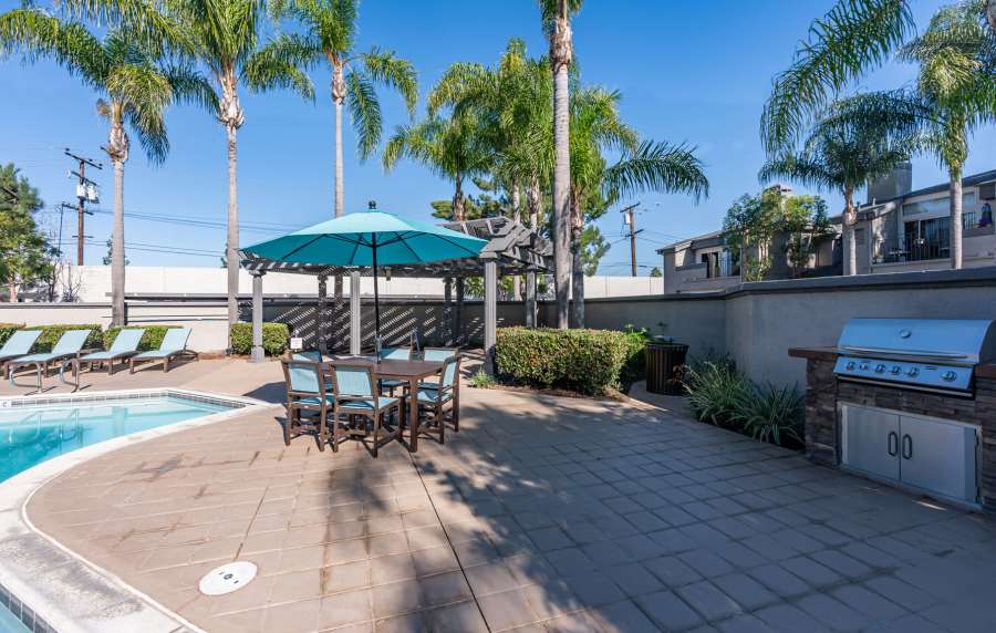 Barbecue area at Seapointe Villas in Costa Mesa, California
